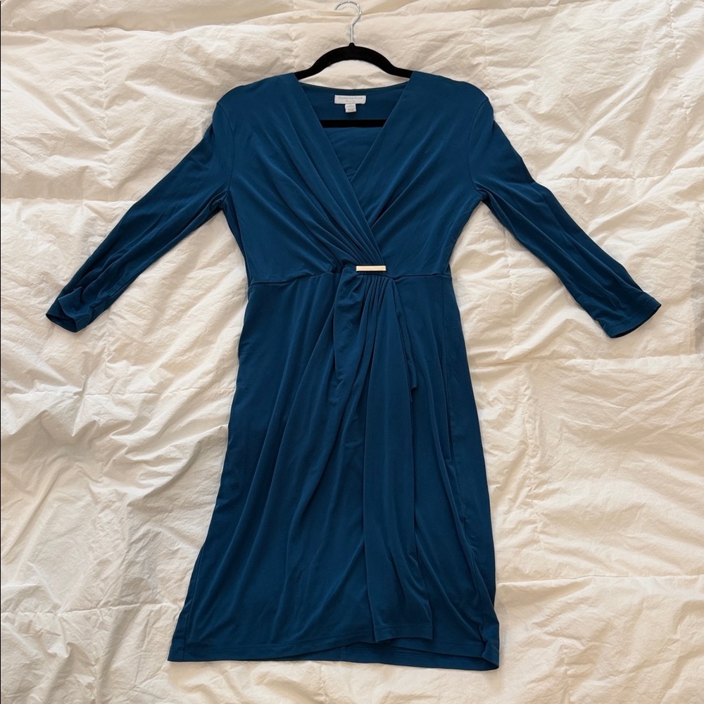Charter Club Blue Faux Wrap Dress/ Petite Small - Picture 4 of 14